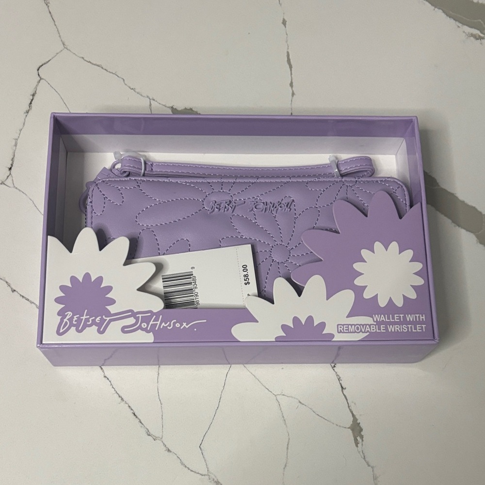 Betsey Johnson Lavender Floral Wristlet Wallet